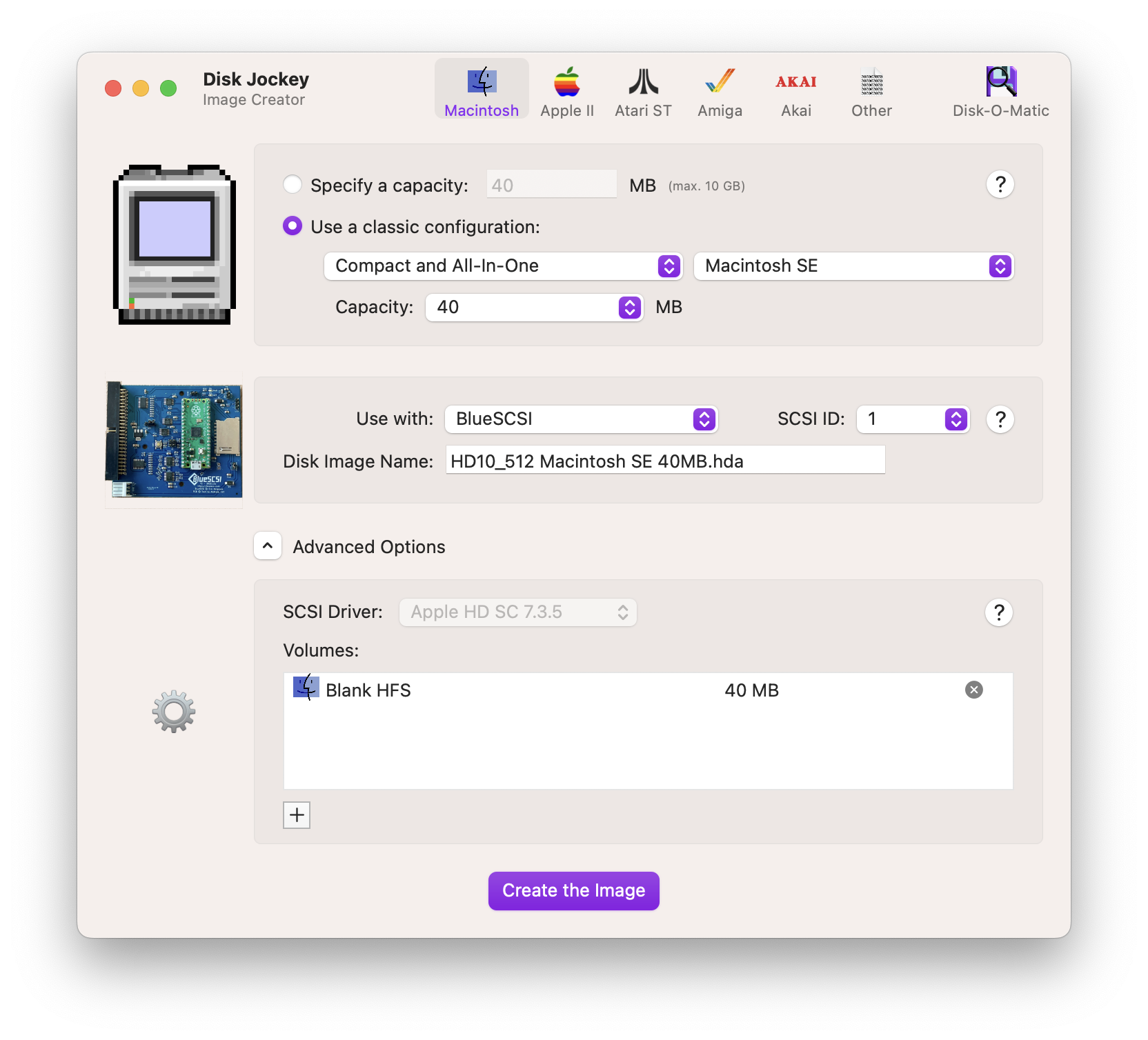 A screenshot of Disk Jockey with advanced options